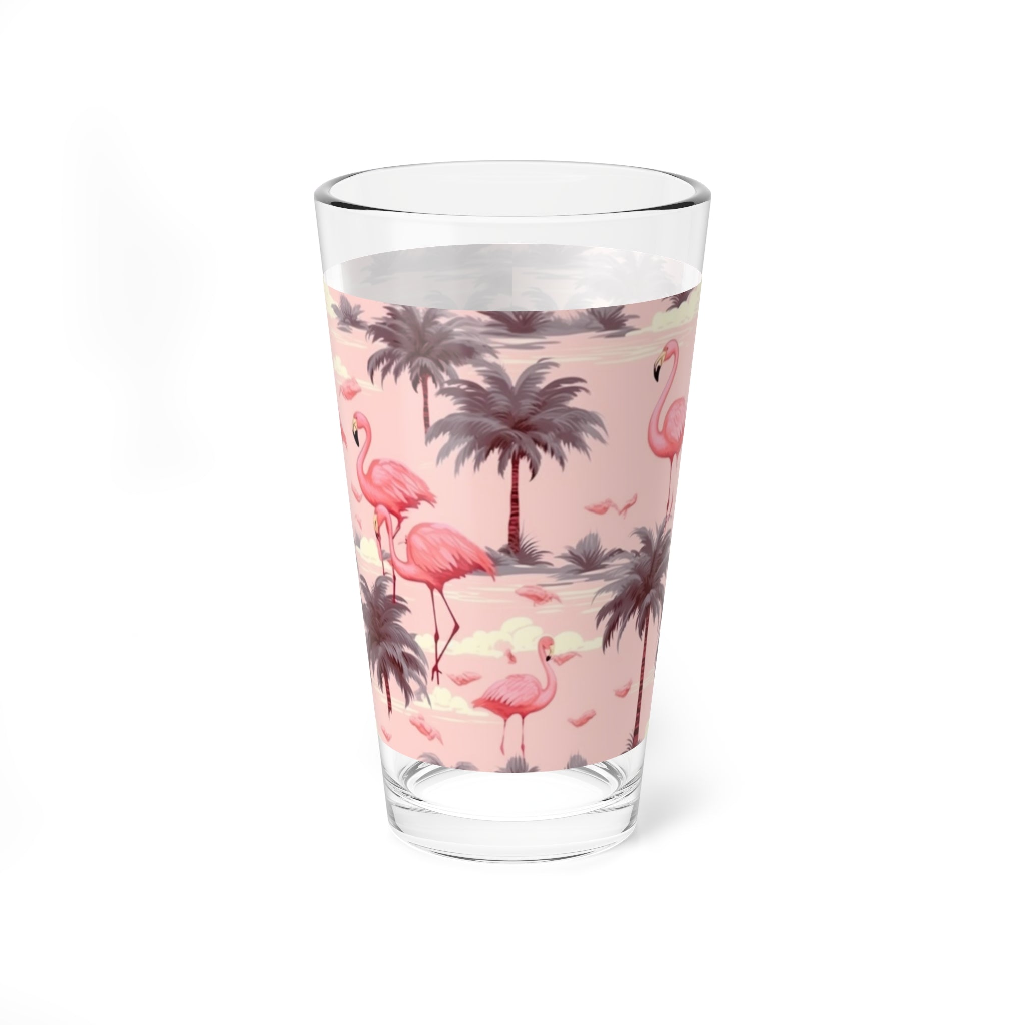 Pink Flamingo's- Mixing Glass, 16oz - Creations by Chris and Carlos